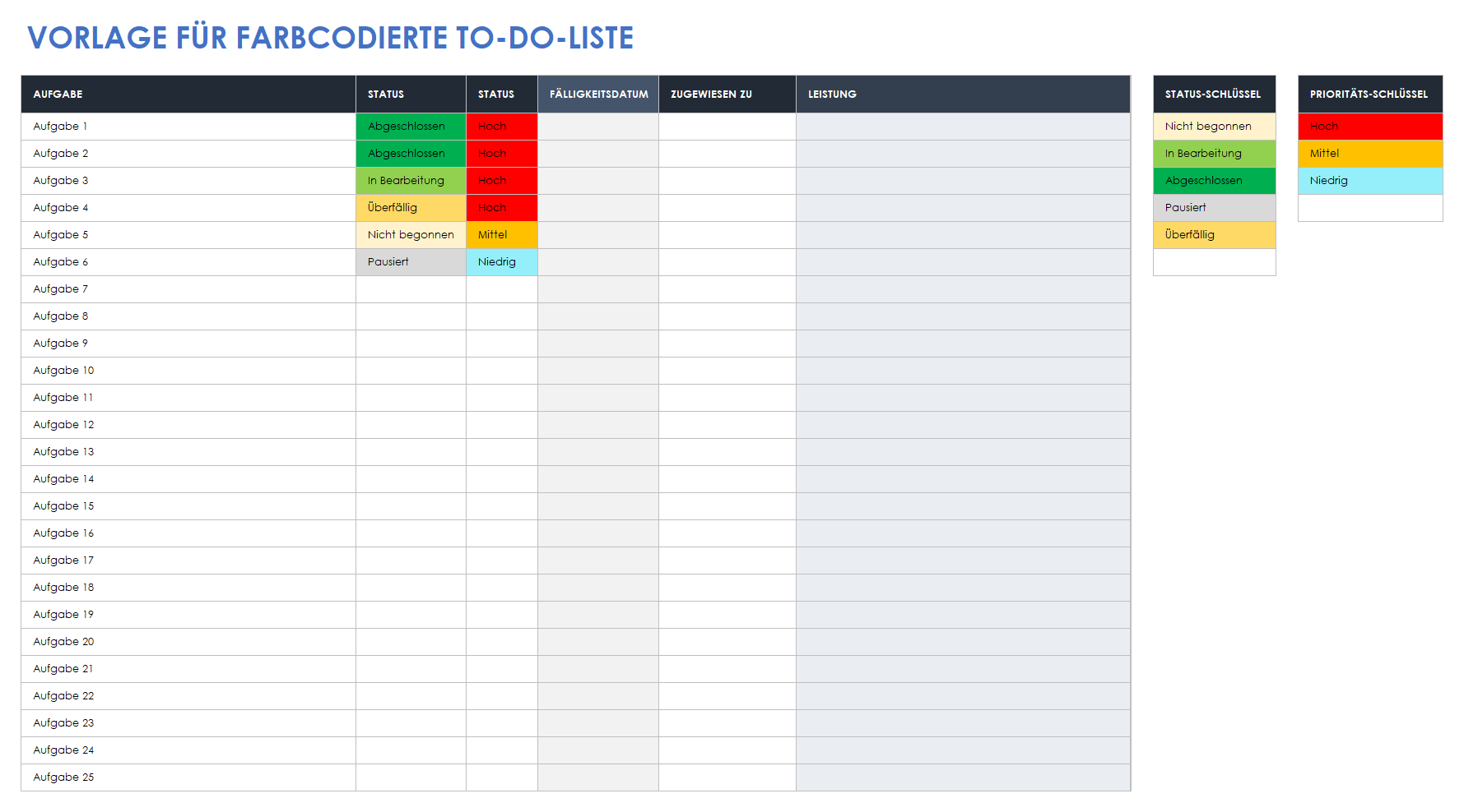  Farbcodierte To-Do-Listen-Vorlage