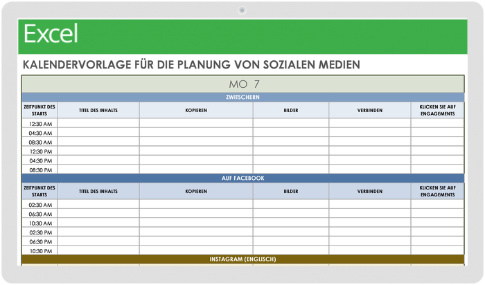 Social Media Planungskalender