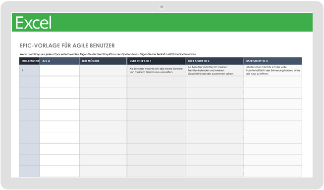 Epic-Vorlage für agile Benutzer