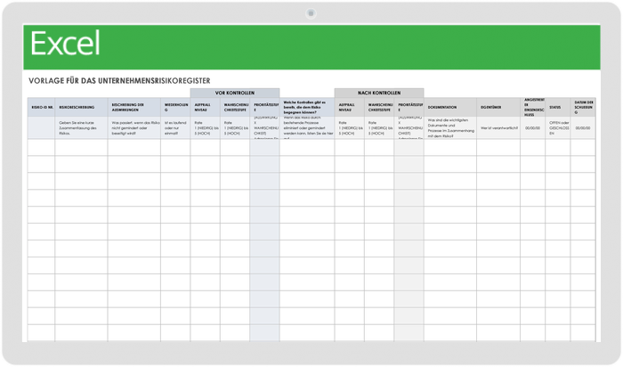  Vorlage für das Unternehmensrisikoregister