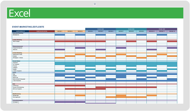 Zeitachsenvorlage für Event-Marketing