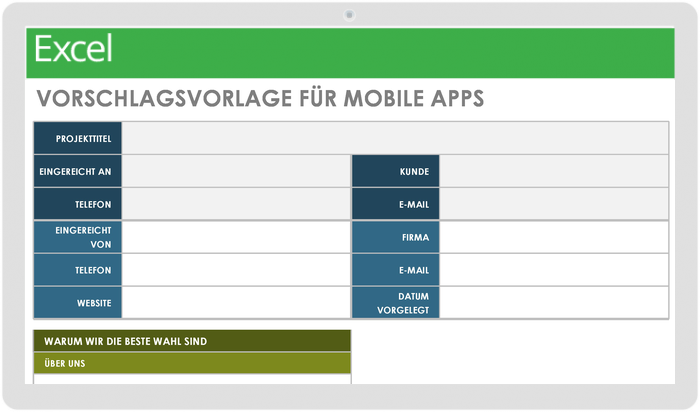  Vorschlagsvorlage für mobile Apps