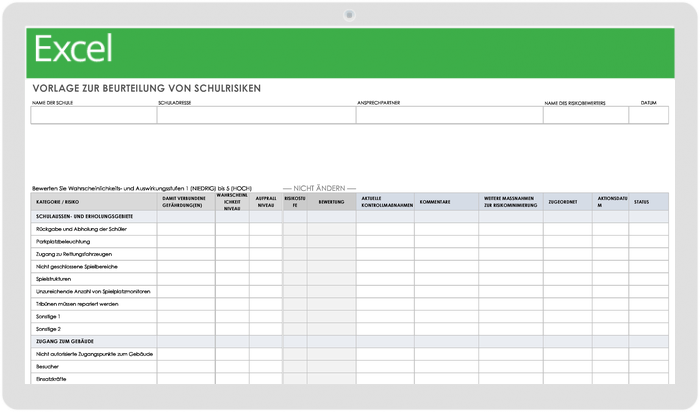 Vorlage für die Risikobewertung der Schule