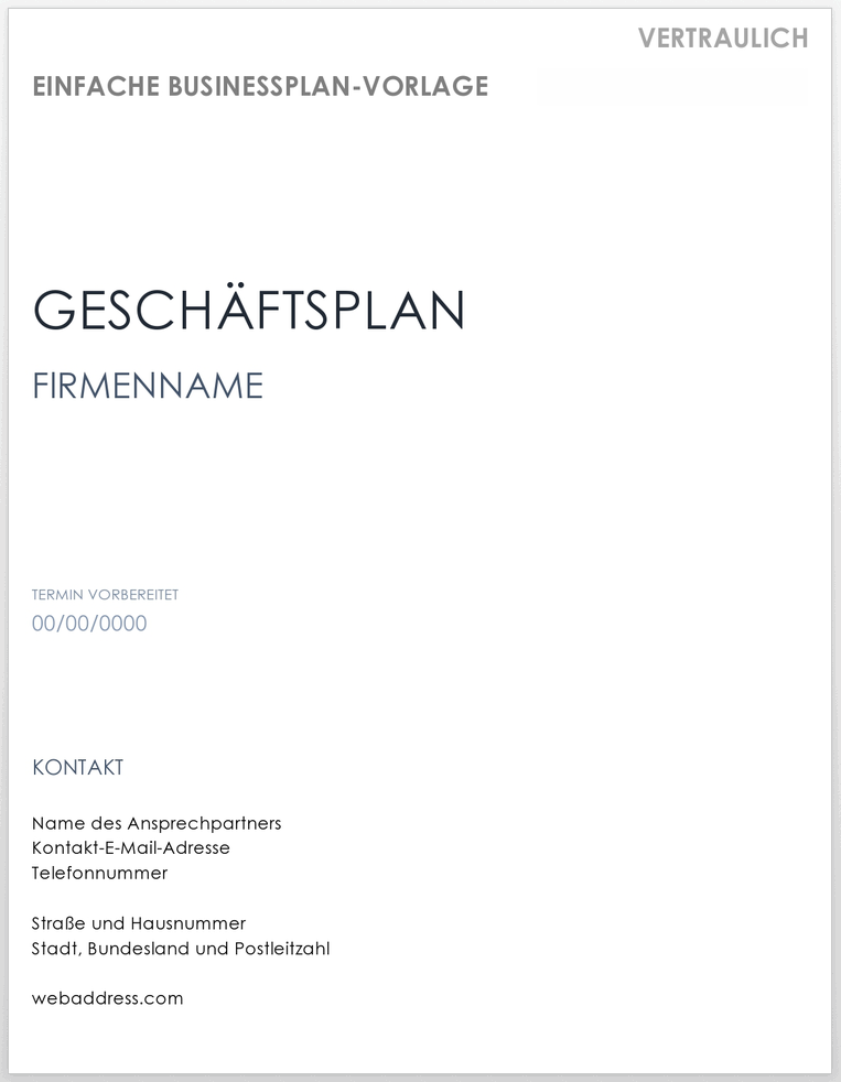 Einfache Businessplan-Vorlage